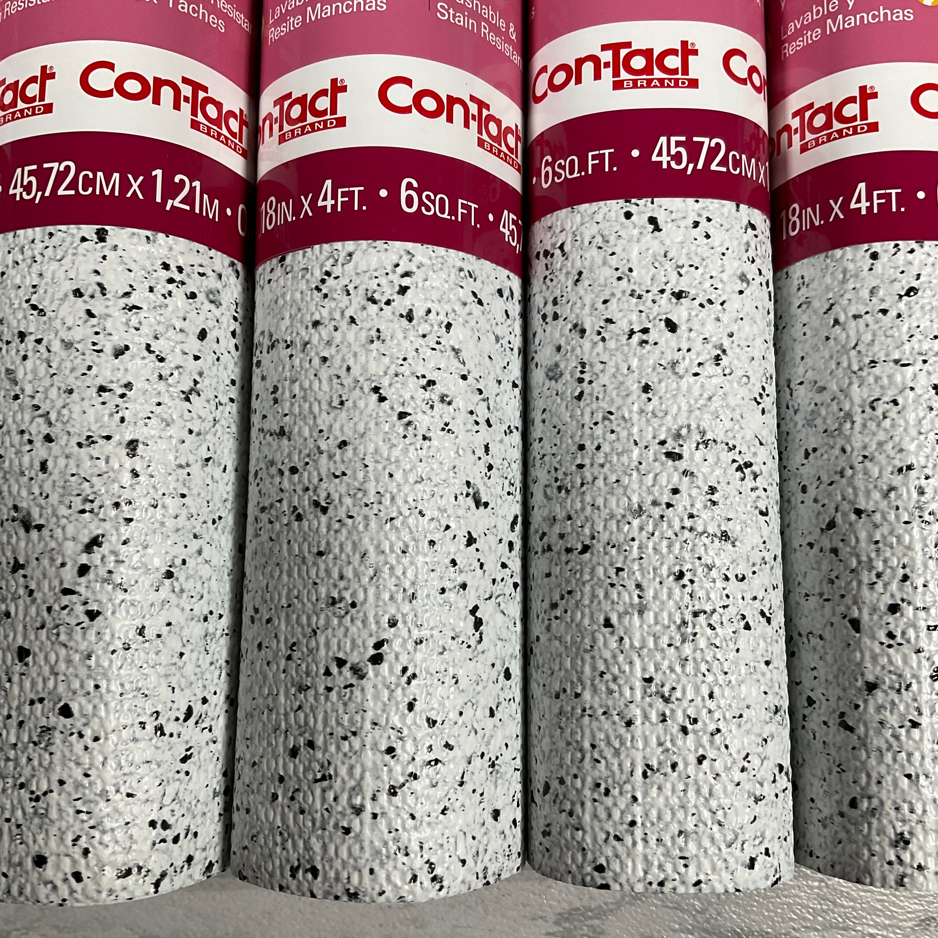 (LOT OF 6)Con-Tact Adhesive Non-Slip Shelf, 18" x 4', Granite Black & White (7351241801966)